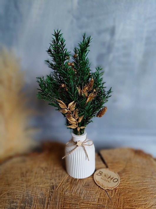 dekoracje świąteczne Świąteczny zestaw upominkowy - wazonik z bukietem
