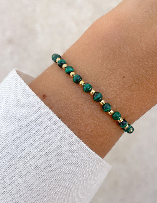 bransoletki z kamieni naturalnych Bransoletka na gumce z malachitu z hematytem