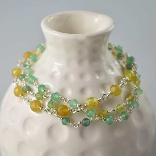 bransoletki z kamieni naturalnych Apatyt i awenturyn - srebrna bransoletka