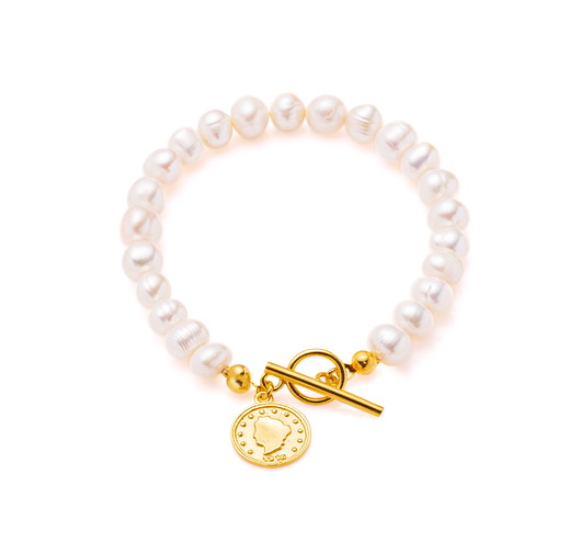 bransoletki z kamieni naturalnych Bransoletka perły srebro 925 pozłacane