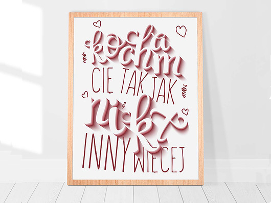 Plakat Obrazek w stylu skandynawskim - kocham cię A4 Bajkowe Obrazki