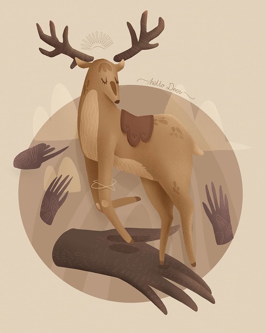 Ilustracja Dalia 10x14,Deer 10x13,5 Sandra Chojecka