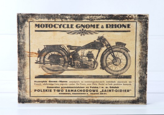 Drewniana tablica A4 - MOTOCYCLE GNOME & RHONE  Silva Drewniane Dekoracje