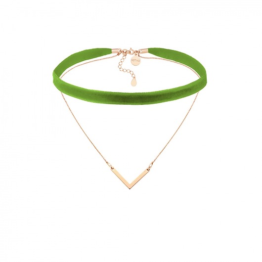 Oliwkowa aksamitny choker z łańcuszkiem SOTHO