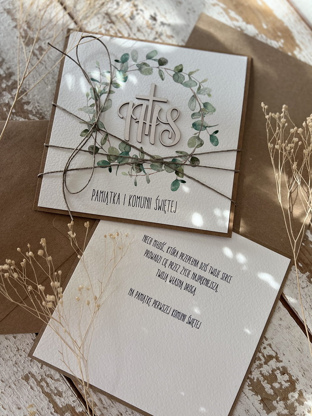 kartki na komunię Kartka na komunię - pamiątka komunii ręcznie robiona Prezent