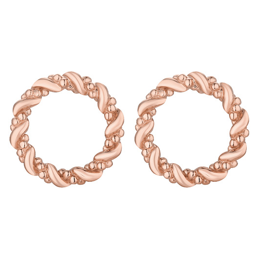 kolczyki pozłacane Kolczyki plecione koła z różowego złota