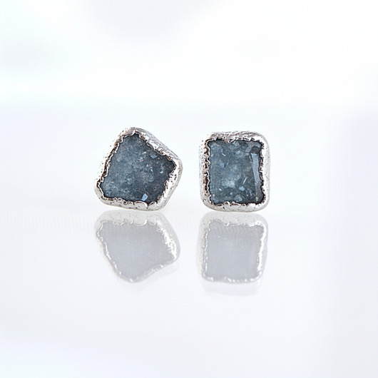 kolczyki pozłacane Kolczyki Sztyfty Fluoryt Błękitny