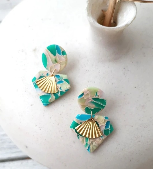 kolczyki z masy plastycznej Delikatne kolczyki Emerald