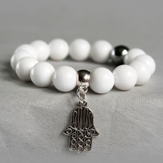 biały marmur & hamsa kaktusia