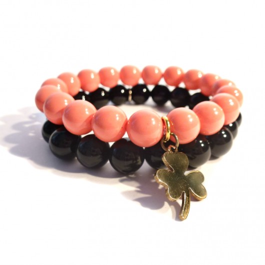 Bransoletki z kamieni 'Black & Orange' labonita
