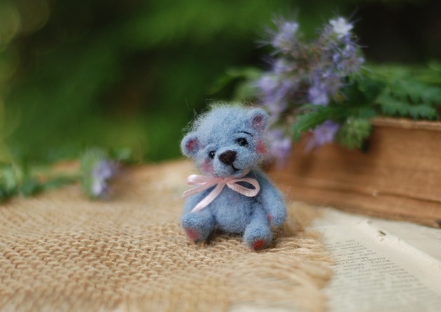 misie i maskotki Miś Miniaturka- Niebieski
