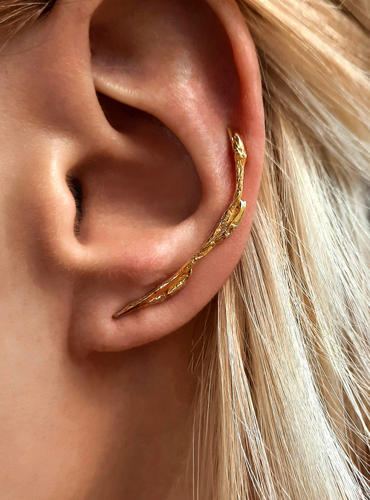 nausznice Kolczyk- nausznica GAŁĄZKA gold lewa -srebro pozłacane, nausznice