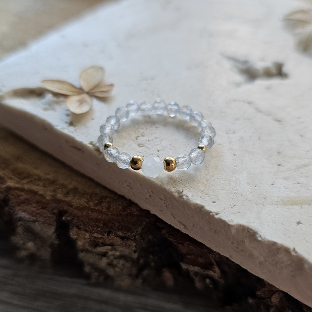 pierścionki elastyczne Pierścionek z jadeitem i labradorytem