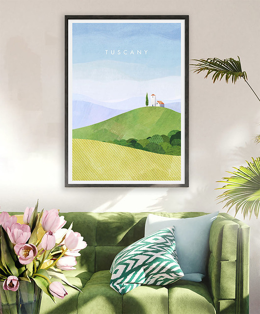 plakaty Toskania - zielone wzgórza - plakat Włochy