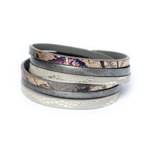 Bransoletka rzemienie Fun szaro-srebrna Kociokwik Jewelry