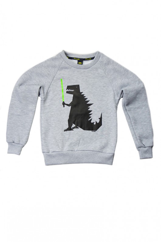Szara bluza dino z mieczem świetlnym nuuda