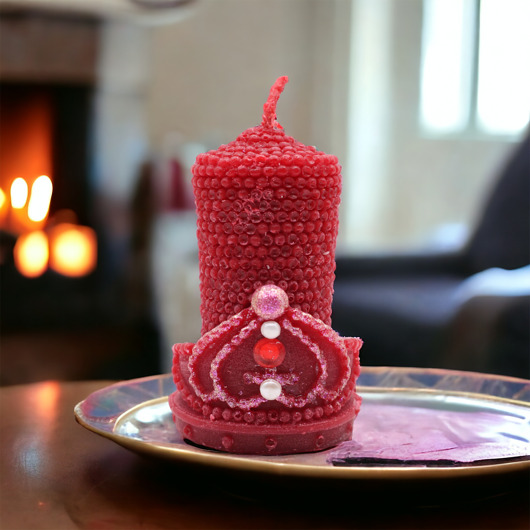 świeczniki i świece Czerwona świeca intencyjna PIERWOTNA MOC z wosku pszczelego