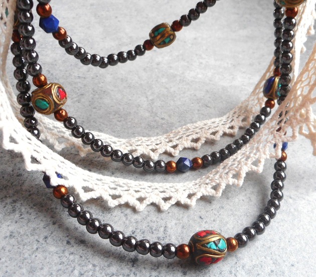 boho korale z lapisem lazuli Lahovska