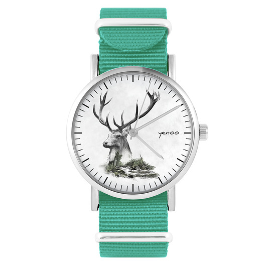 zegarki unisex Zegarek -  Jeleń - turkusowy, nylonowy