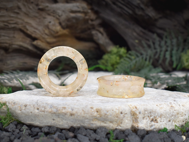 kolczyki z żywicy Tunele do uszu 38mm różowy kwarc / plugi, rozpychacze, tapery, siodłowe