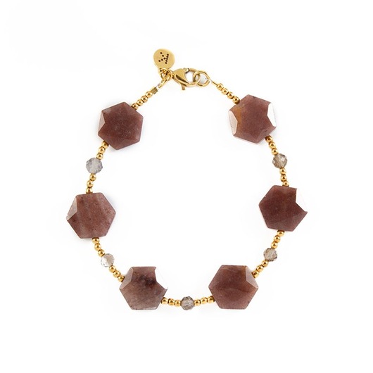 bransoletki z kamieni naturalnych Bransoletka o wyjątkowym kształcie Awenturynu - Wersja Pozłacana