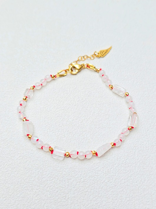 bransoletki na sznurku Supełkowana Bransoletka z Kamieniem Księżycowym