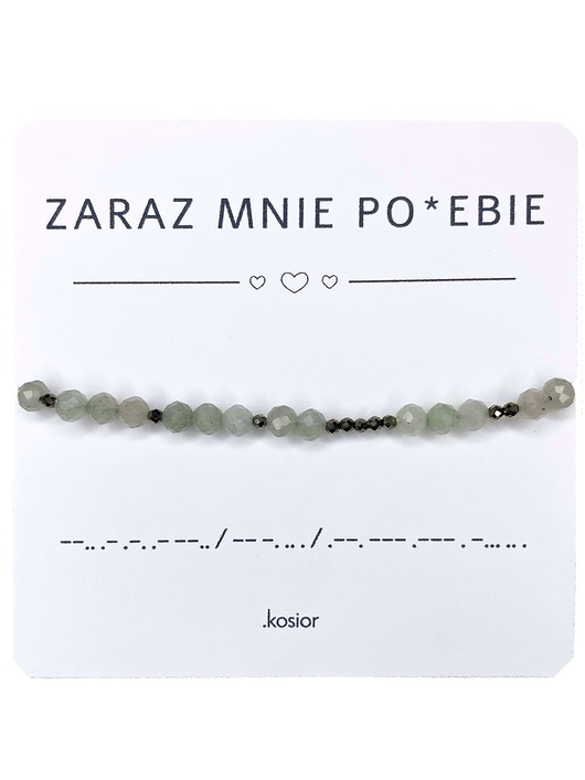 bransoletki na sznurku Bransoletka z alfabetem Morse Awenturyn i Piryt