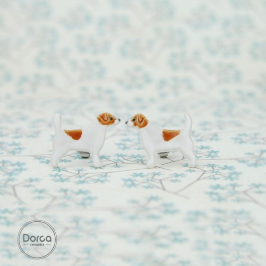 Jack russell terrier mini- ceramiczne kolczyki Dorca