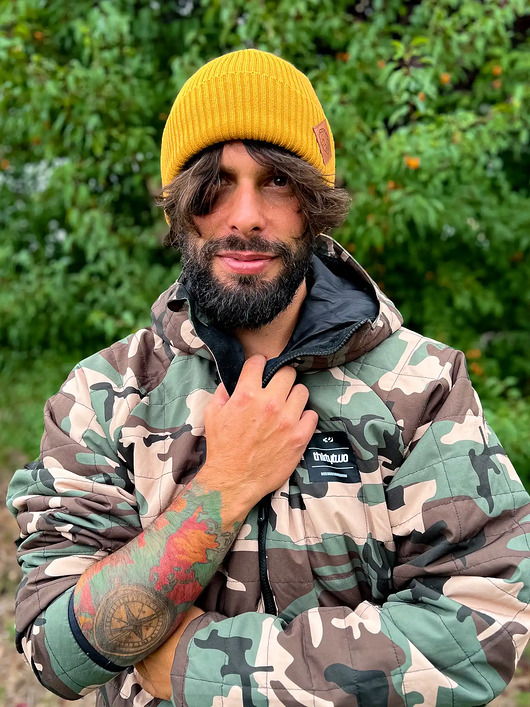 czapki damskie Męska bawełniana czapka beanie logo ekoskórka Miodowa musztarda