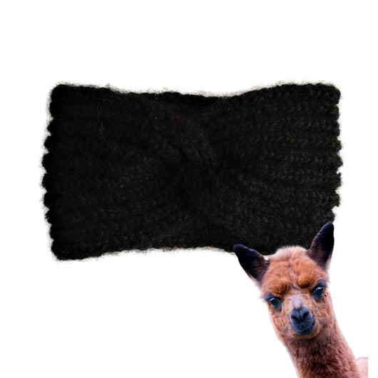 opaski do włosów Wełniana opaska handmade z alpaki i merino, miękka, ciepła, czarna