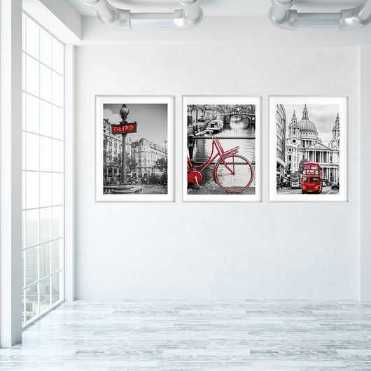 3 plakaty Paryż-Amsterdam-Londyn Poster Gallery Wall