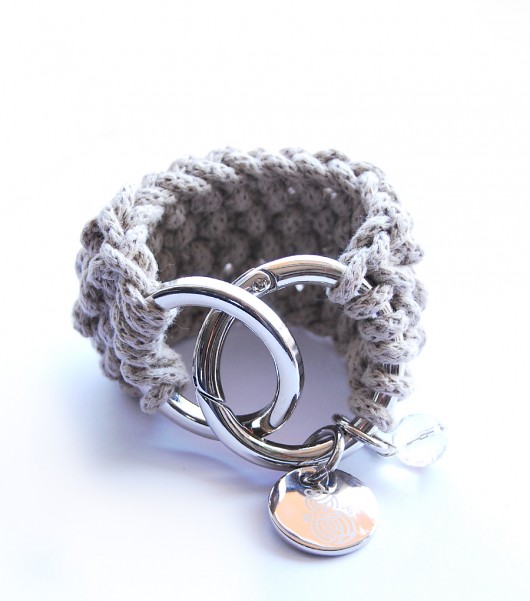 Double Ring Beige + Glass Charms Roboty Ręczne