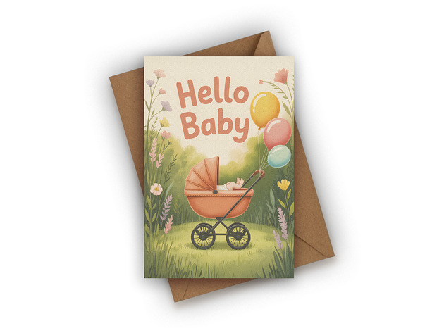 kartki okolicznościowe - wydruki Kartka z okazji narodzin dziecka - Hello Baby