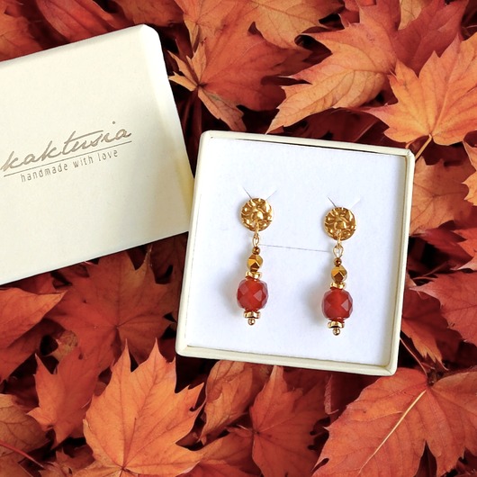 kolczyki z kamieniami Karneol : kolczyki krótkie : ozdobne sztyfty