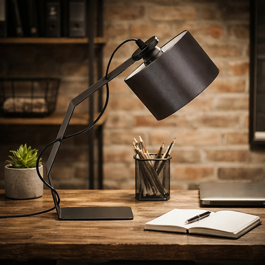 lampy stołowe Designerska lampa biurkowa do pracy i nauki HAGA metalowa z abażurem