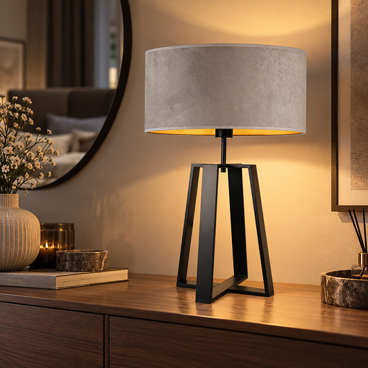 lampy stołowe Duża lampka nocna do salonu z morskim abażurem THOR VELUR