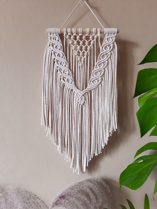 makramy Delikatna makrama boho - perełka - naturalna