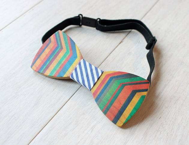 Drewniana kolorowa muszka STRIPES EkoCraft