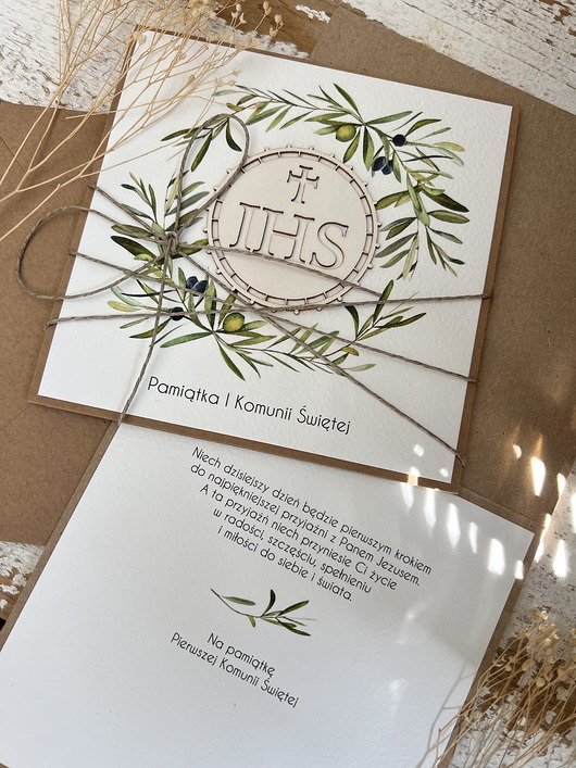 kartki na komunię Kartka na komunię - pamiątka komunii ręcznie robiona Prezent