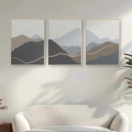 plakaty Abstrakcyjne, minimalistyczne plakaty z wizerunkiem gór, zestaw/tryptyk.