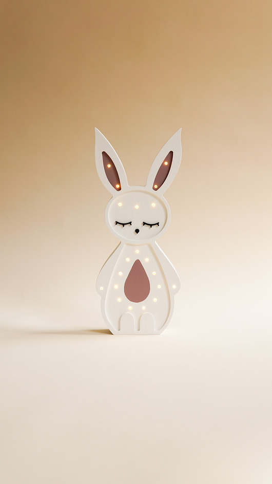 lampy do pokoju dziecka Drewniana Lampka Zając - White