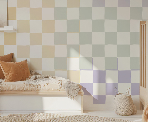 naklejki ścienne do pokoju dziecka Tapeta Szachownica "Colorful Chess"