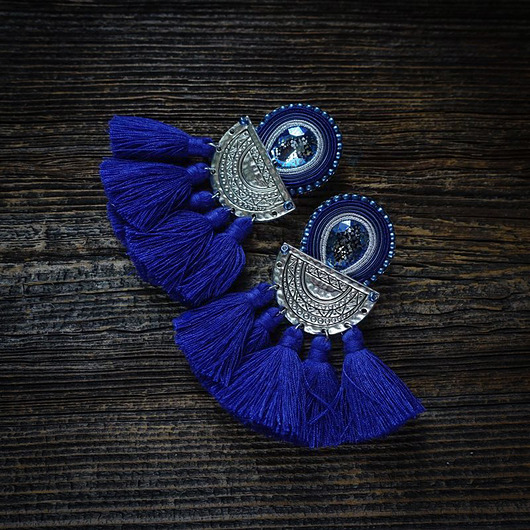 kolczyki soutache Duże i etniczne kolczyki boho z chwostami