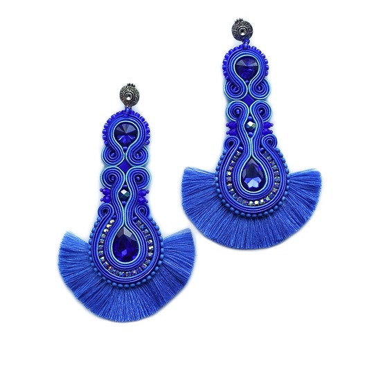 Pacific blue -niebieskie kolczyki sutasz Mró Soutache