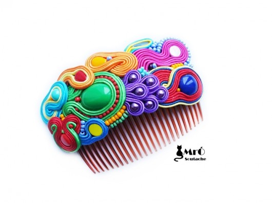 Bajkowy grzebyk do włosów soutache Mró Soutache