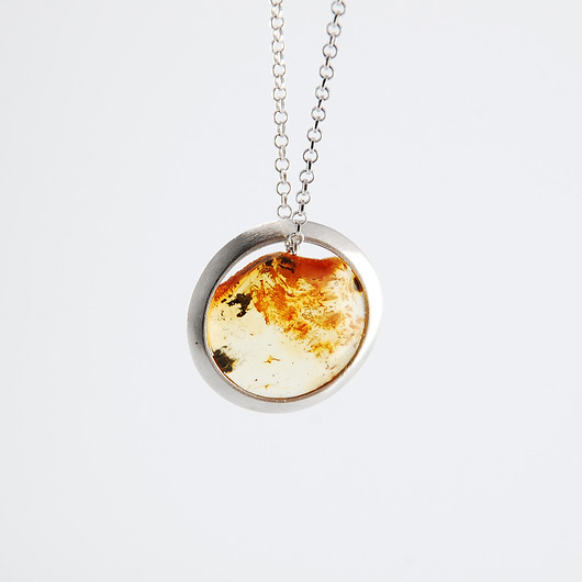 srebrne naszyjniki Naszyjnik srebrny Split z cytrynowym bursztynem