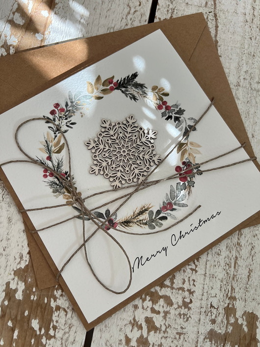 kartki świąteczne Stylowa ręcznie robiona kartka świąteczna Merry Christmas