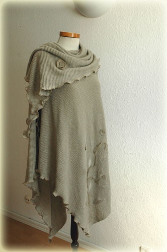 Poncho malowane lnem