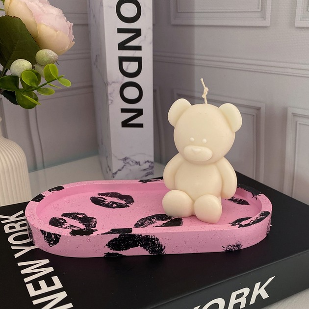 świeczniki i świece Walentynkowy zestaw pink&love Taca + świeca sojowa