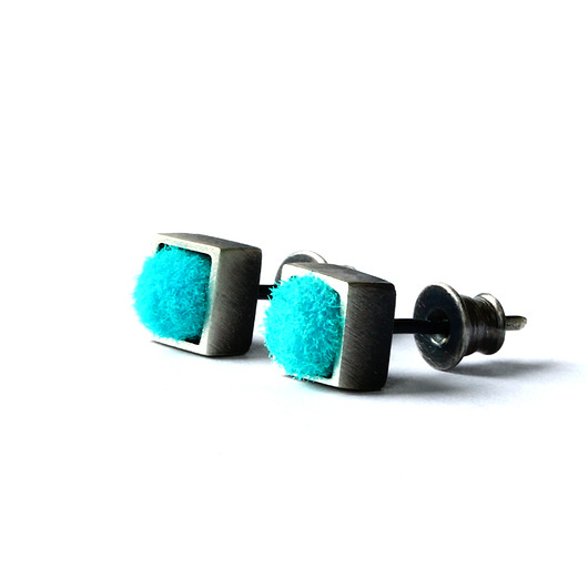 kolczyki wire wrapping Morskie kolczyki wkrętki kwadratowe